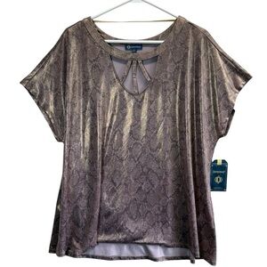 Democracy Metallic Snake Print Top. Size XL NWT